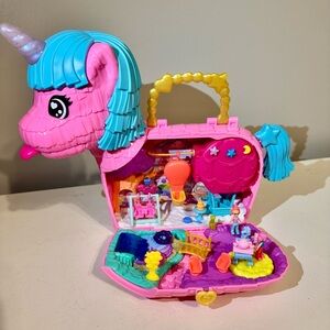 Polly Pocket Unicorn Playset with Pink and Blue Accents